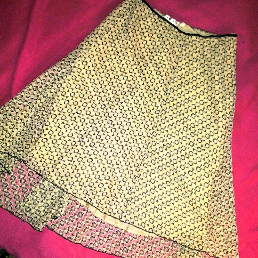 Navy & cream asymmetric skirt